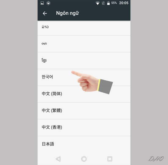 Chọn ngôn ngữ